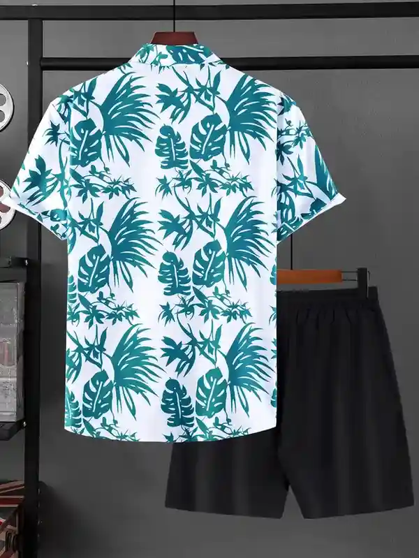 Tropical Leaf Print Hawaiian Shirt & Short